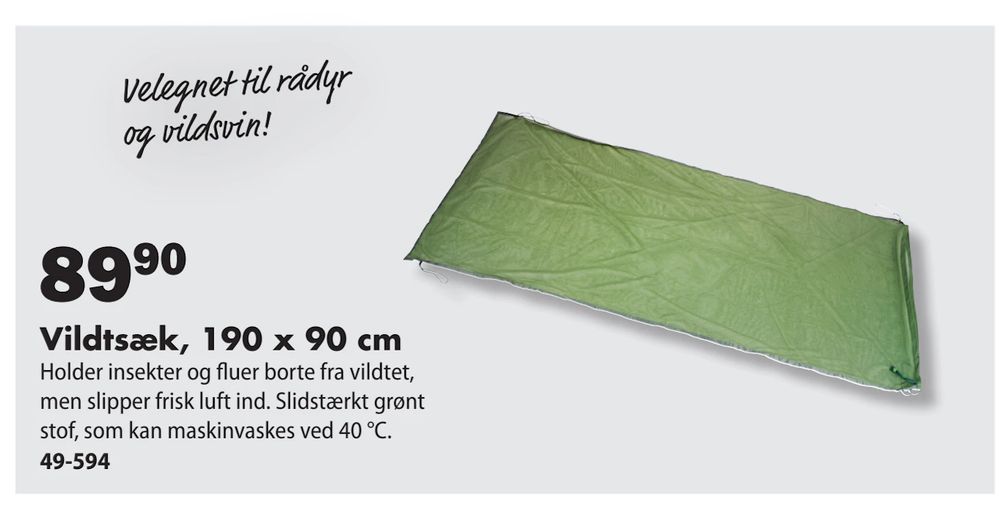 Tilbud på Vildtsæk, 190 x 90 cm fra Biltema til 89,90 kr.