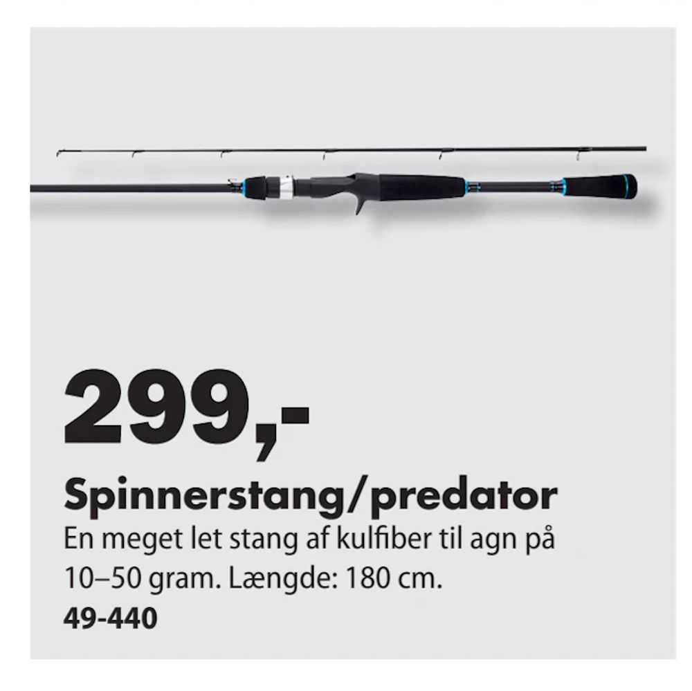 Tilbud på Spinnerstang/predator fra Biltema til 299 kr.