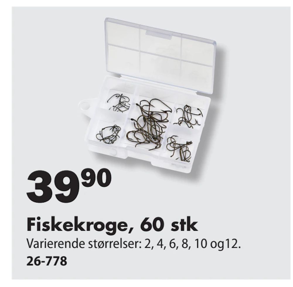 Tilbud på Fiskekroge, 60 stk fra Biltema til 39,90 kr.