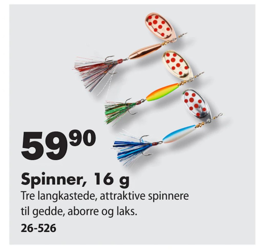 Tilbud på Spinner, 16 g fra Biltema til 59,90 kr.