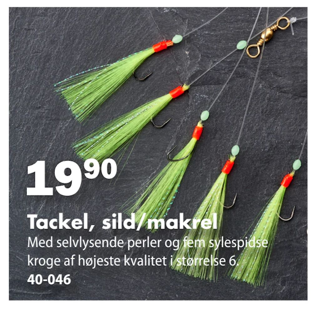 Tilbud på Tackel, sild/makrel fra Biltema til 19,90 kr.
