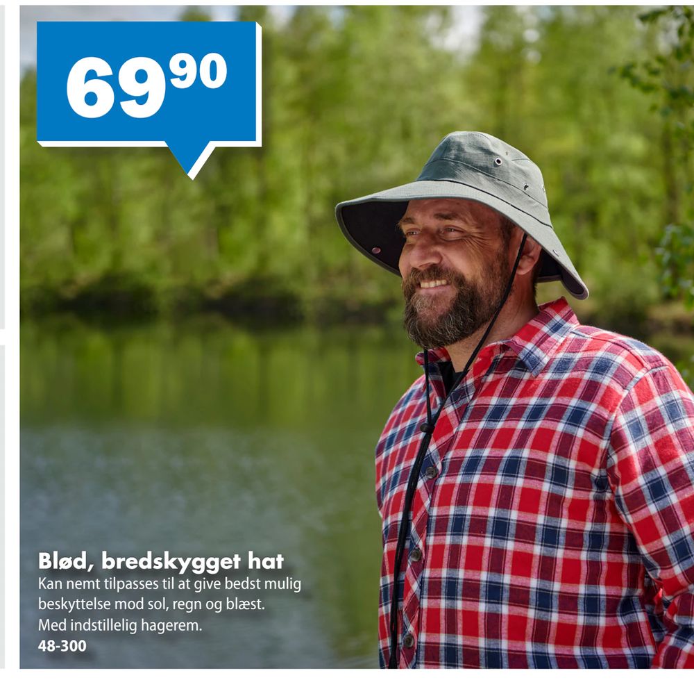 Tilbud på Blød, bredskygget hat fra Biltema til 69,90 kr.