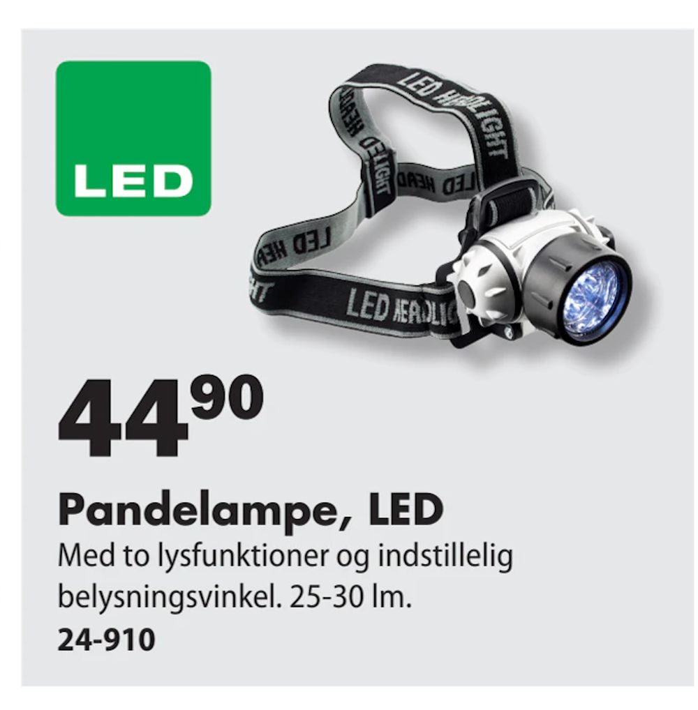 Tilbud på Pandelampe, LED fra Biltema til 44,90 kr.