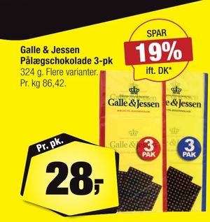 Galle & Jessen Pålægschokolade 3-pk