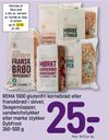 REMA 1000 glutenfri kernebrød eller franskbrød i skiver, Skagenslapper, sandwichstykker eller mørke stykker Dybfrost 260-500 g
