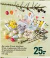 Æg i æske 10-pak, plastikæg 12 stk., træblomster H25 cm eller 12-pak plastæg til dekokoration Flere varianter Frit valg