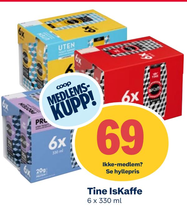 Tine IsKaffe COOP MEDLEMS- KUPP! 6 x 330 ml Ikke-medlem? Se hyllepris