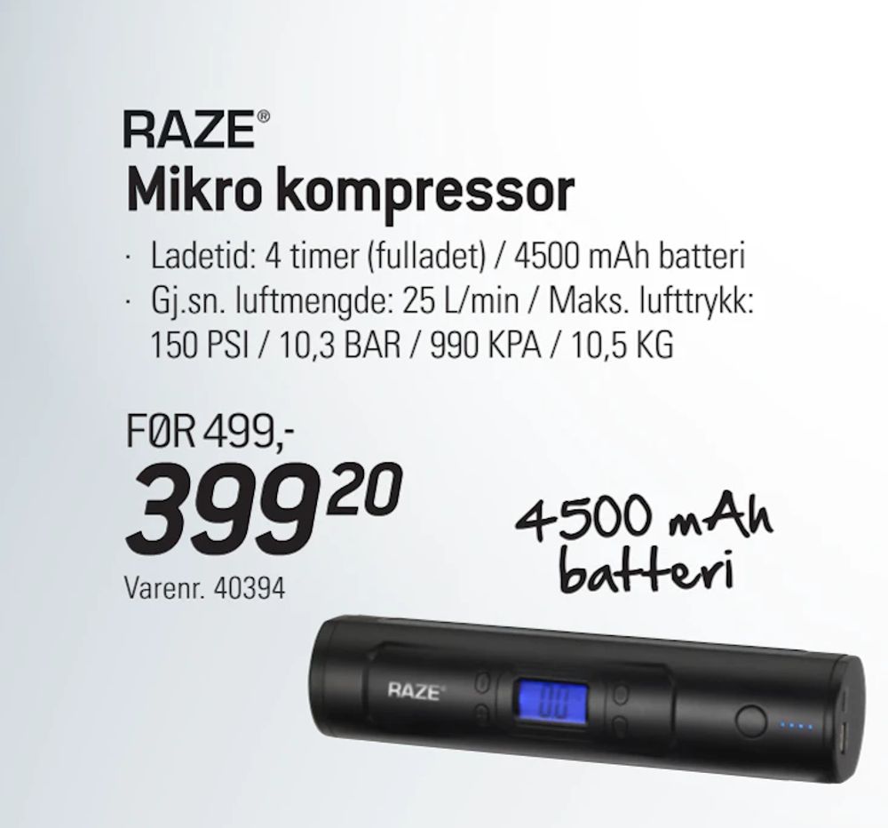 Tilbud på Mikro kompressor fra thansen til 399,20 kr