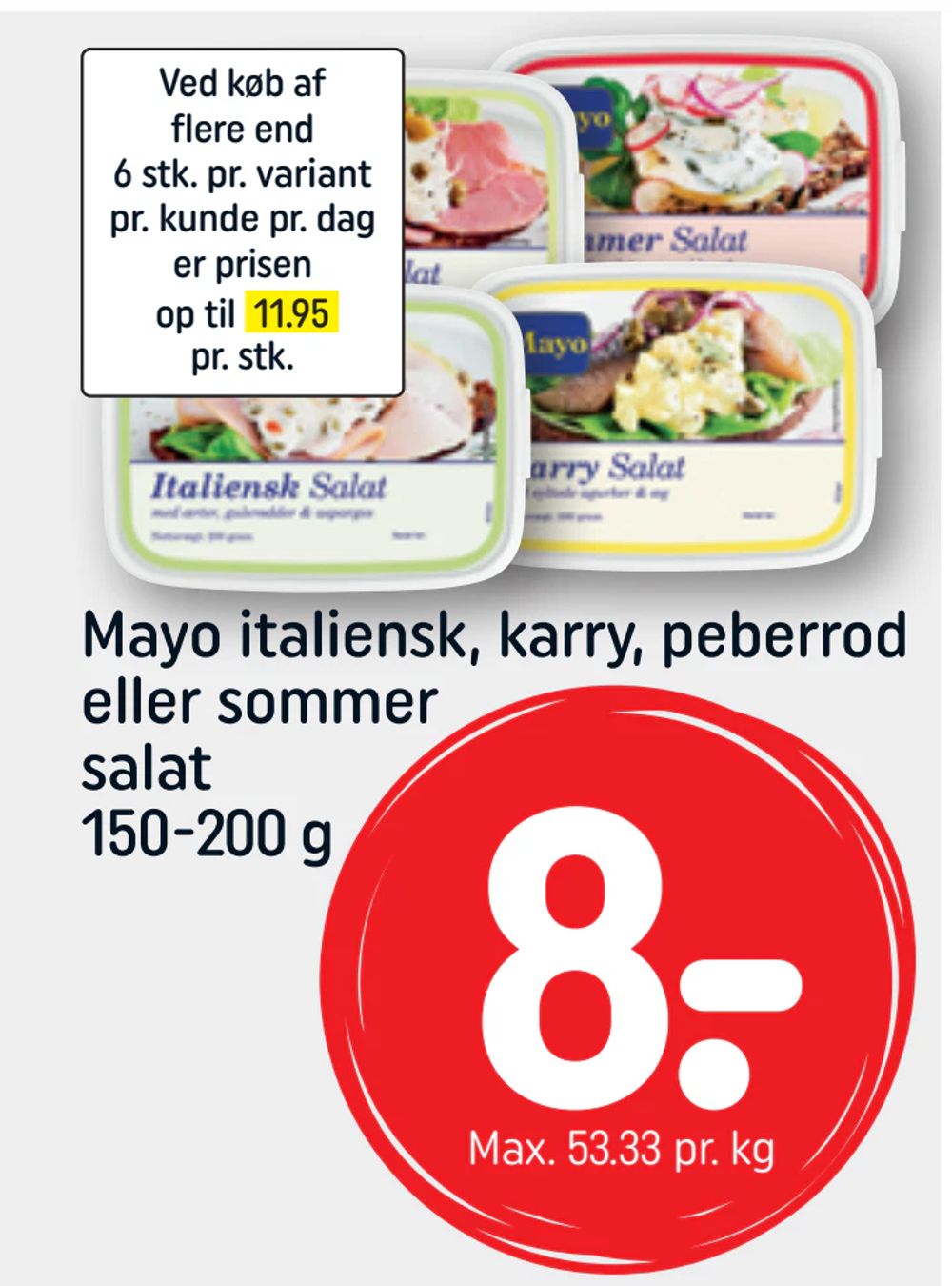 Mayo italiensk, karry, peberrod eller sommer salat 150-200 g