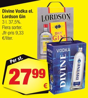 Divine Vodka el. Lordson Gin