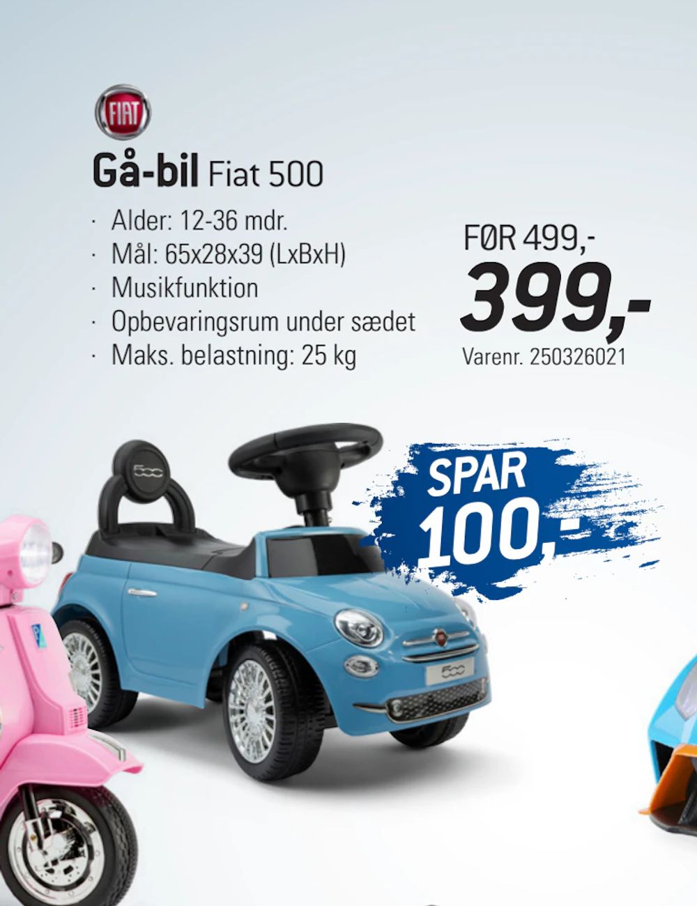 Tilbud på Gå-bil Fiat 500 fra thansen til 399 kr.