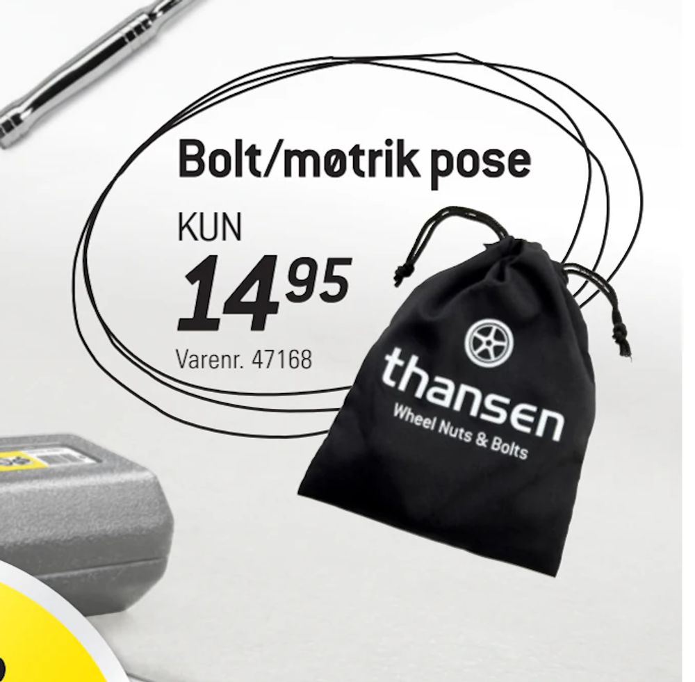 Tilbud på Bolt/møtrik pose fra thansen til 14,95 kr.