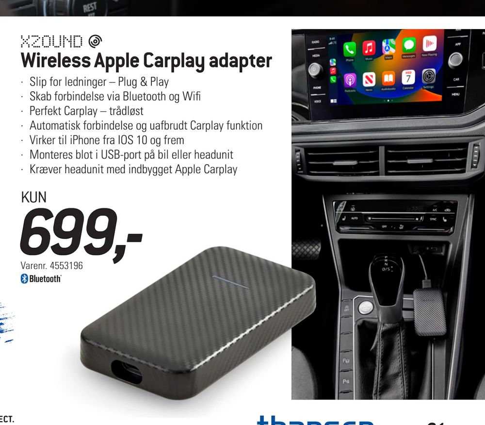 Tilbud på Wireless Apple Carplay adapter fra thansen til 699 kr.