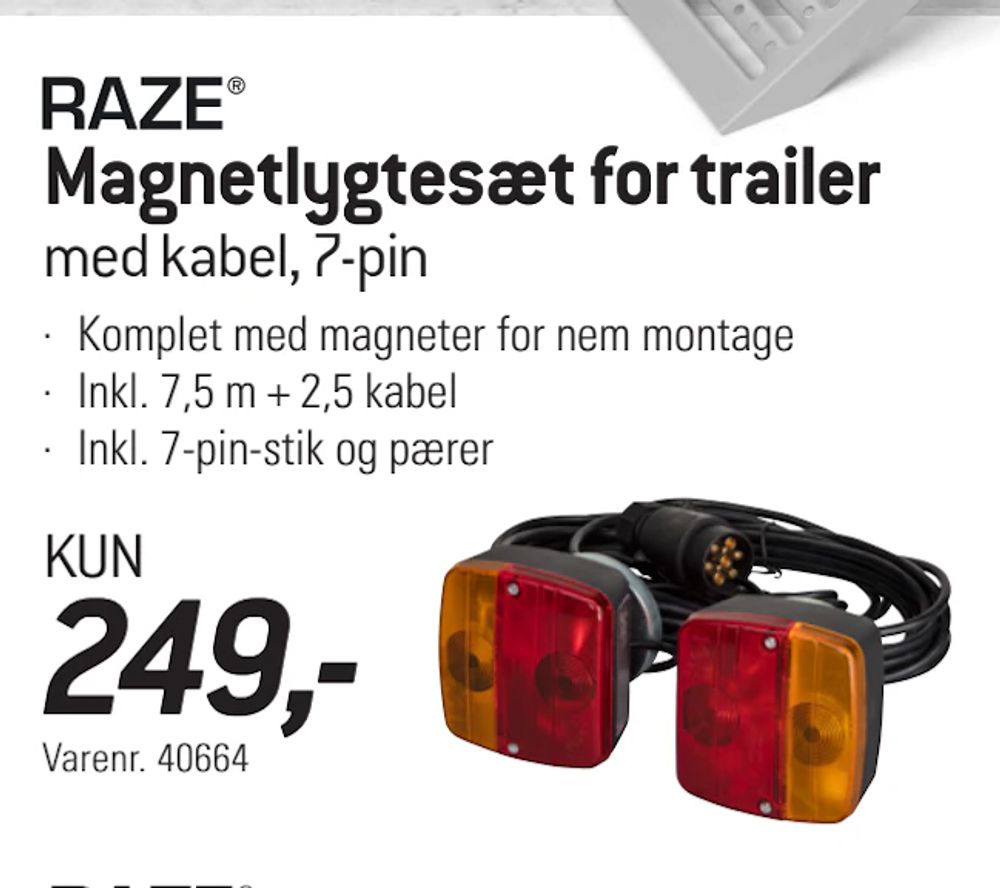 Tilbud på Magnetlygtesæt for trailer fra thansen til 249 kr.