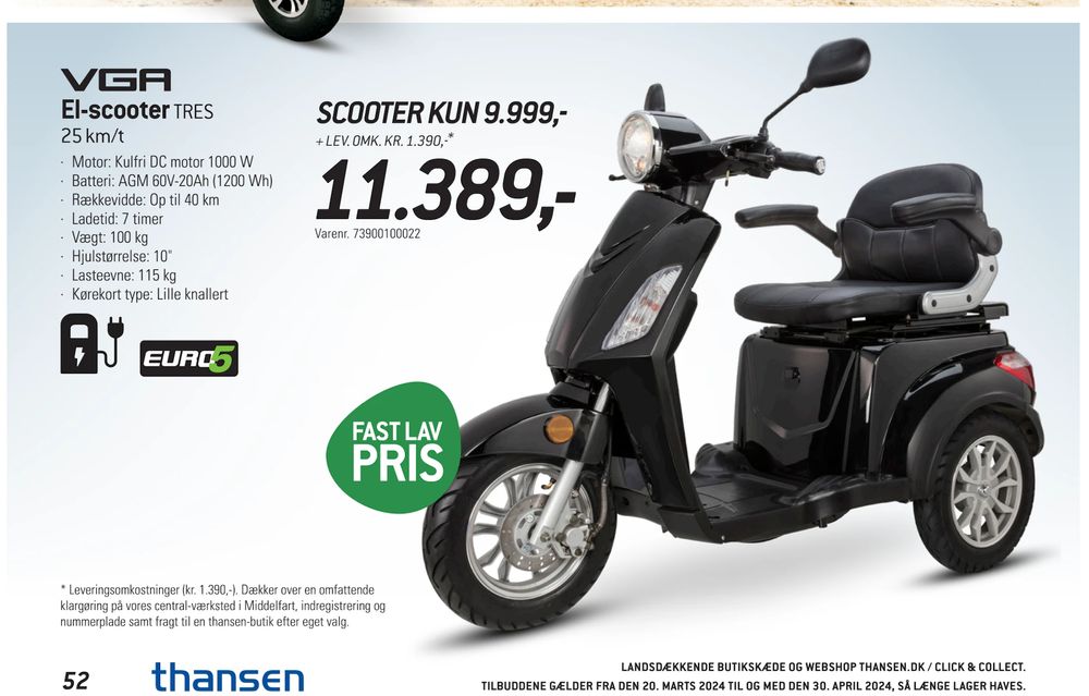 Tilbud på El-scooter fra thansen til 11.389 kr.
