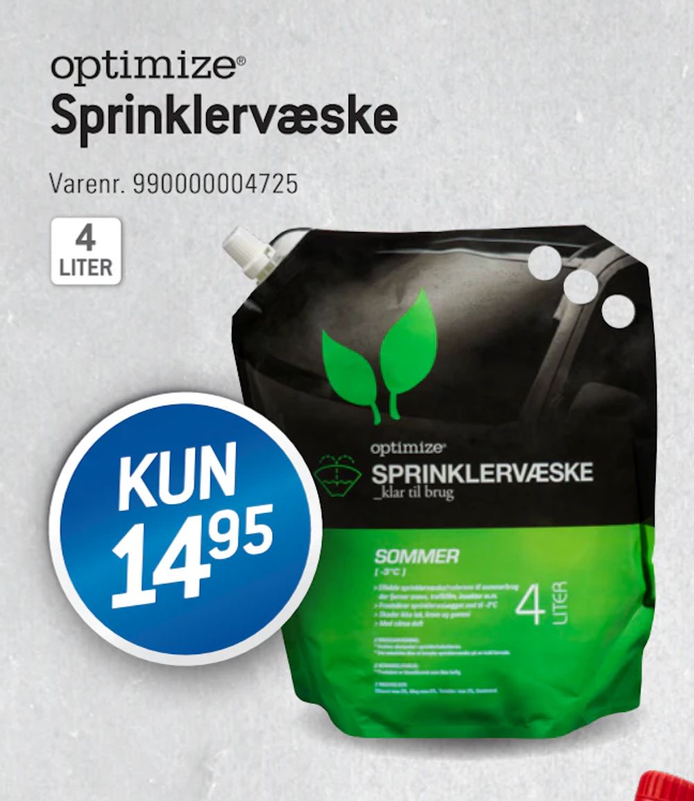 Tilbud på Sprinklervæske fra thansen til 14,95 kr.