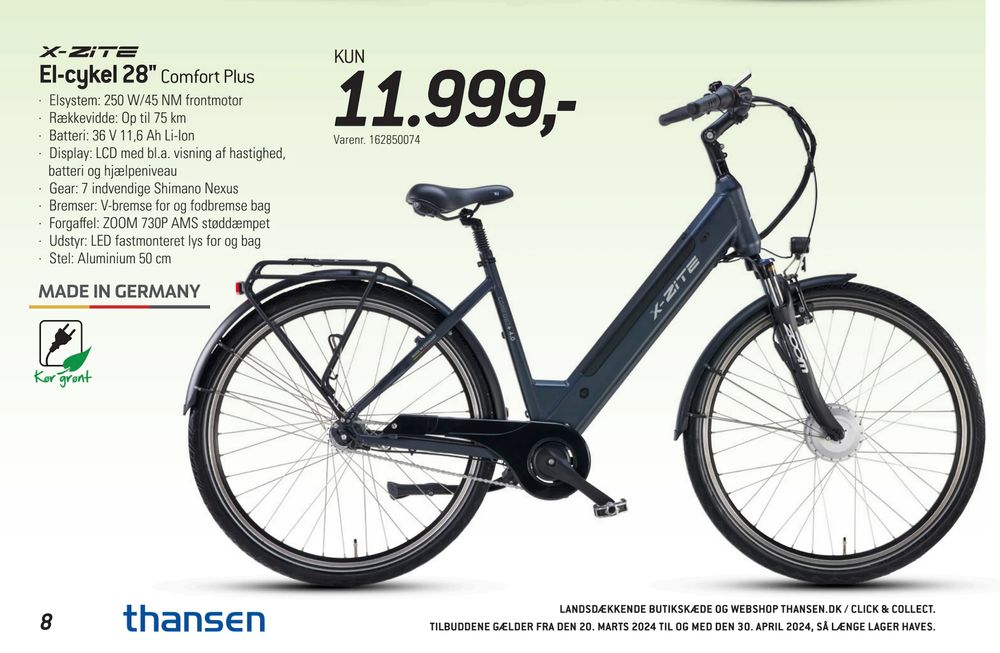 Tilbud på El-cykel 28" fra thansen til 11.999 kr.