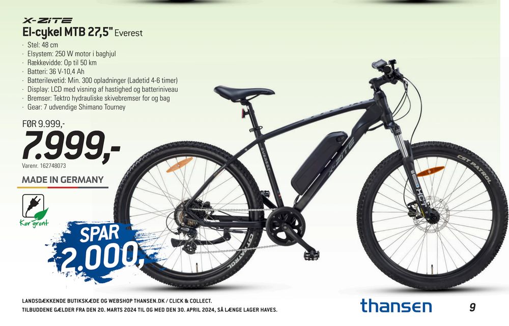 Tilbud på El-cykel MTB 27,5" fra thansen til 7.999 kr.