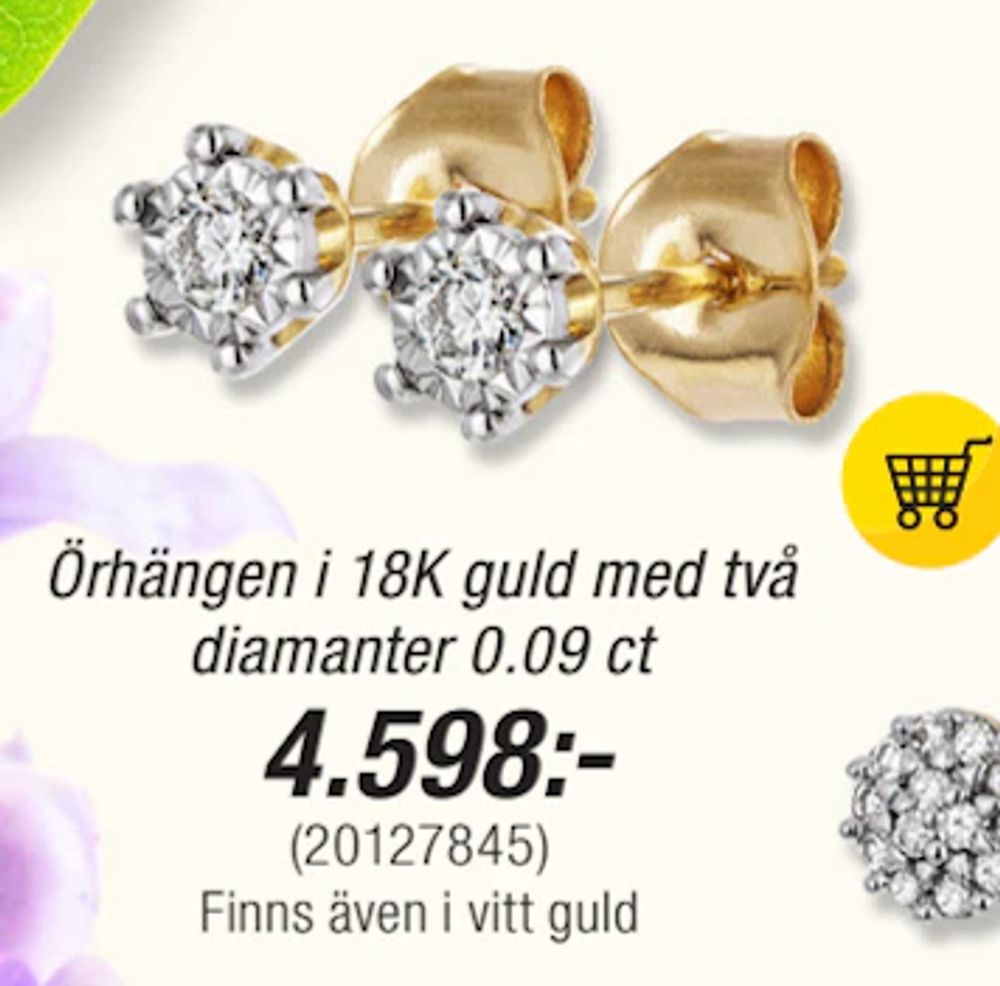 Erbjudanden på Örhängen i 18K guld med två diamanter 0.09 ct från Guldfynd för 4 598 kr