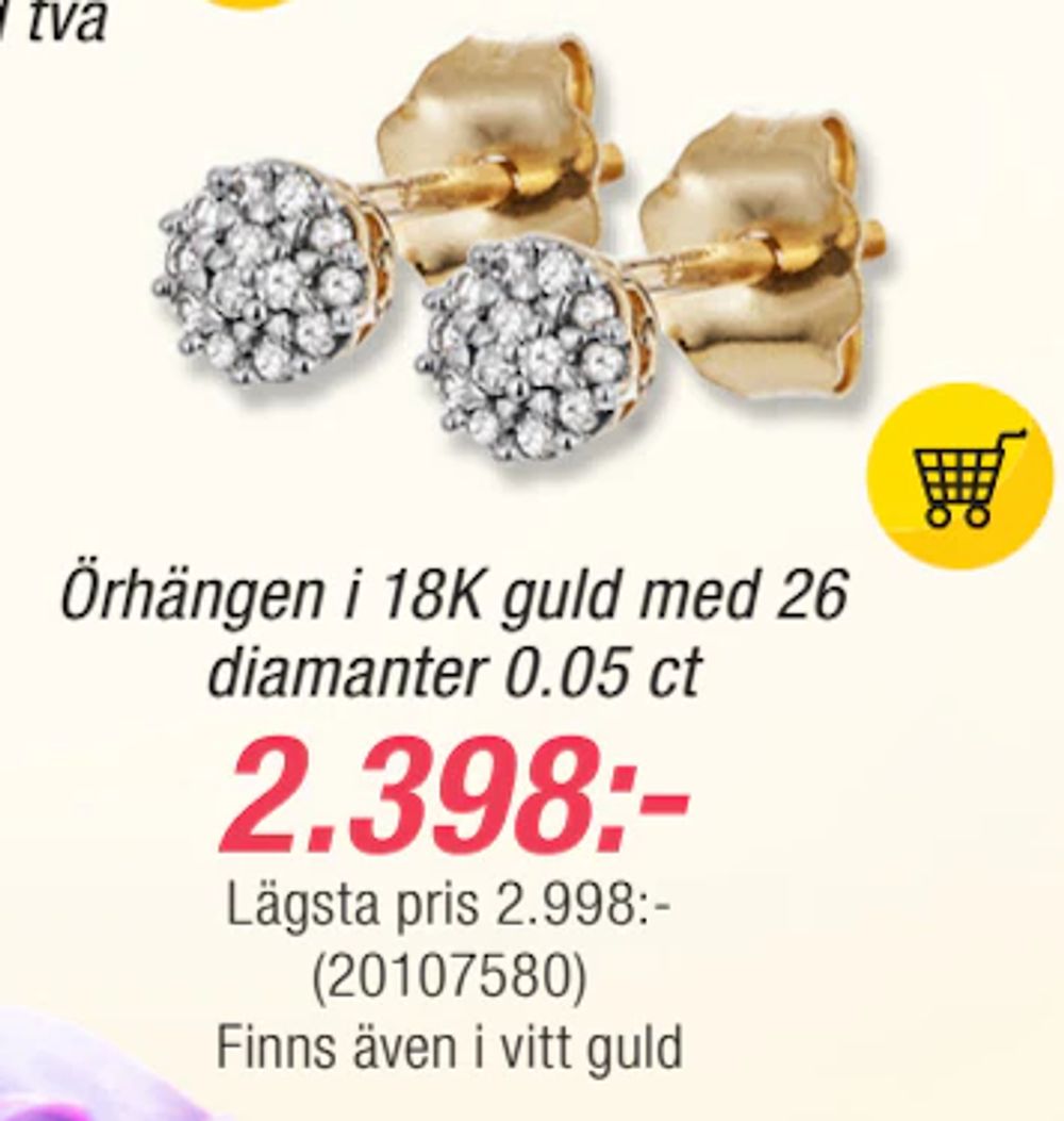 Erbjudanden på Örhängen i 18K guld med 26 diamanter 0.05 ct från Guldfynd för 2 398 kr