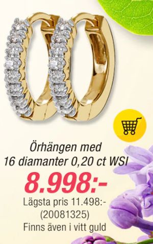 Örhängen med 16 diamanter 0,20 ct WSI