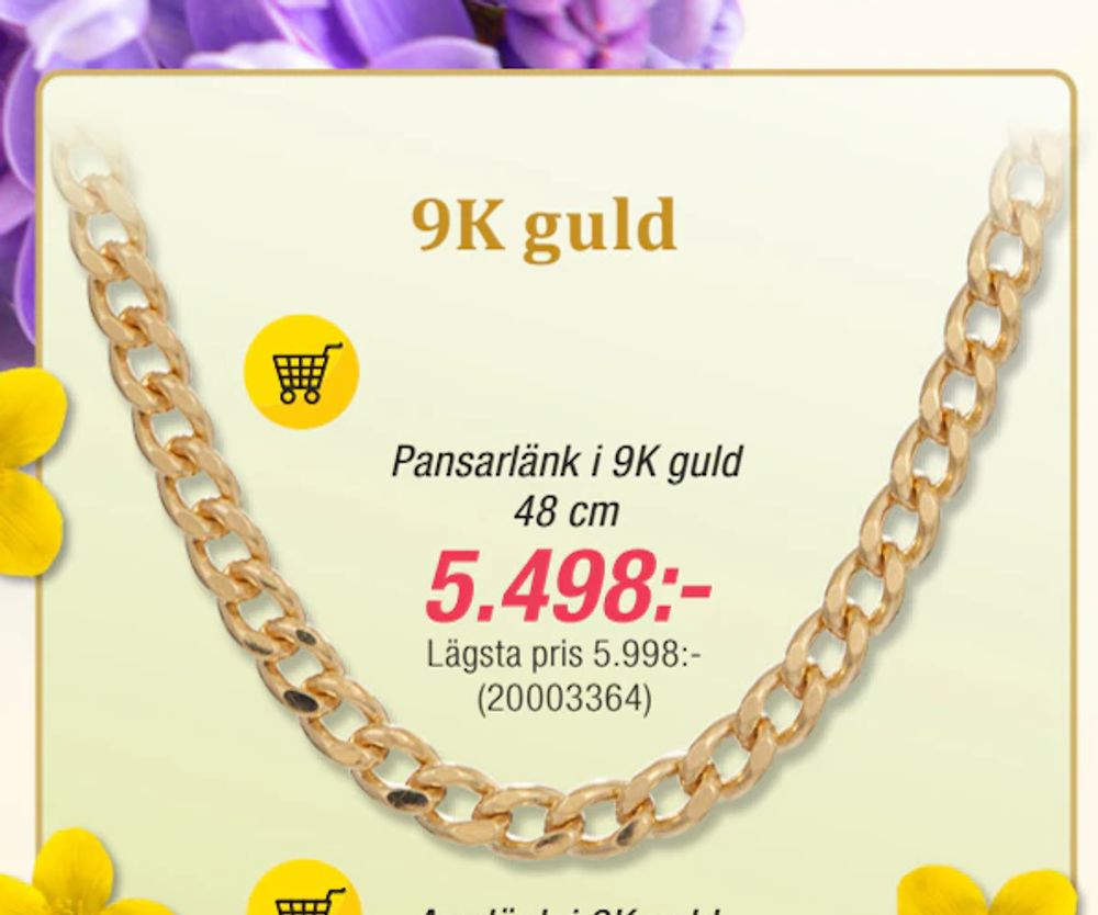 Erbjudanden på Pansarlänk i 9K guld 48 cm från Guldfynd för 5 498 kr