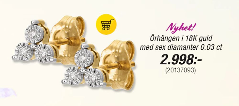 Erbjudanden på Örhängen i 18K guld med sex diamanter 0.03 ct från Guldfynd för 2 998 kr