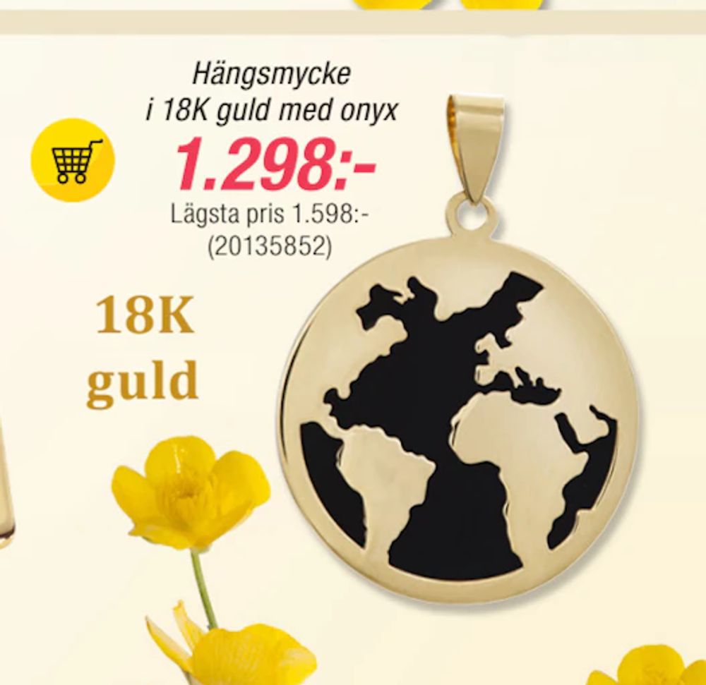 Erbjudanden på Hängsmycke i 18K guld med onyx från Guldfynd för 1 298 kr