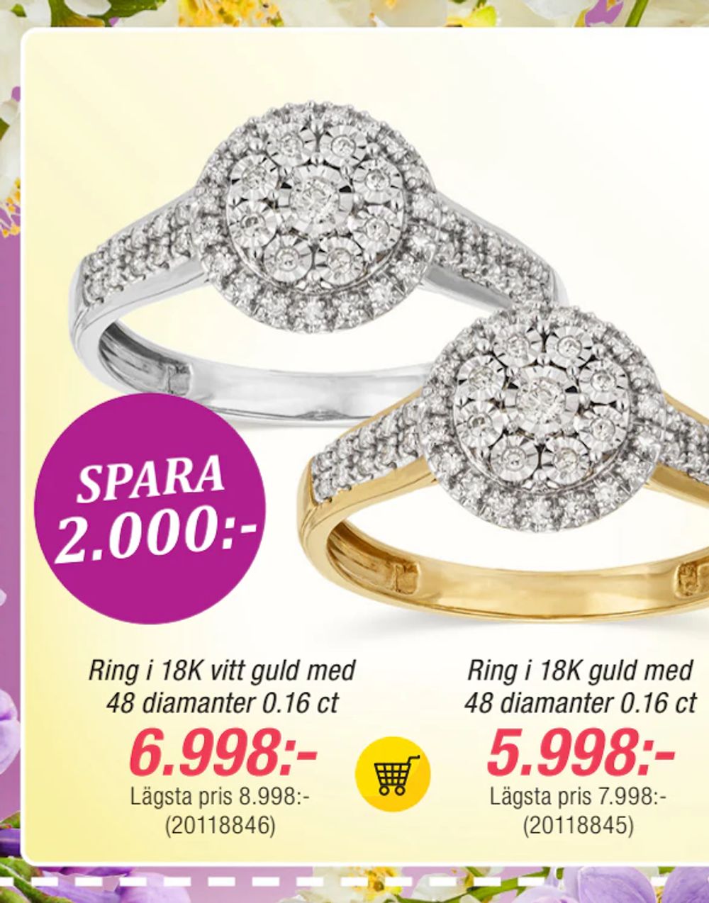 Erbjudanden på Ring i 18K vitt guld med 48 diamanter 0.16 ct från Guldfynd för 7,00 kr