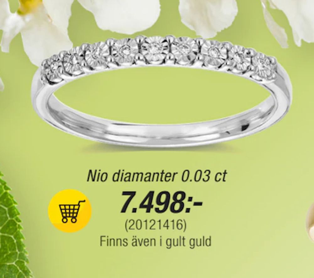 Erbjudanden på Nio diamanter 0.03 ct från Guldfynd för 7 498 kr