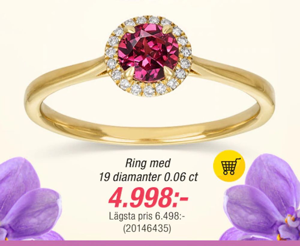 Erbjudanden på Ring med 19 diamanter 0.06 ct från Guldfynd för 4 998 kr