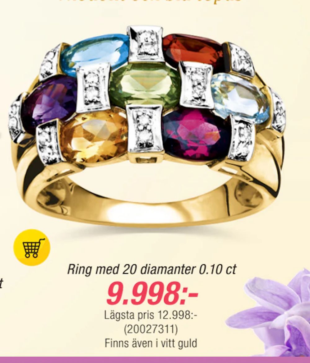 Erbjudanden på Ring med 20 diamanter 0.10 ct från Guldfynd för 9 998 kr