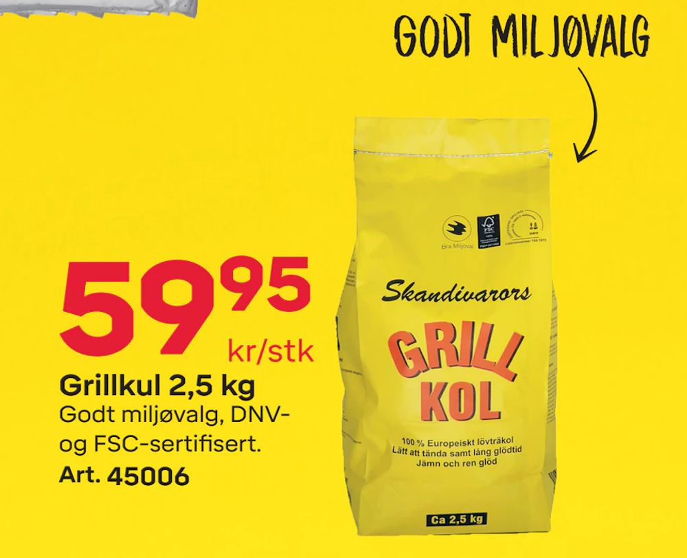 Tilbud på Grillkul 2,5 kg fra Byggmax til 59,95 kr