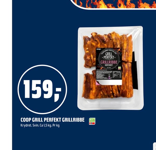 COOP GRILL PERFEKT GRILLRIBBE Krydret. Svin. Ca 1,5 kg. Pr kg