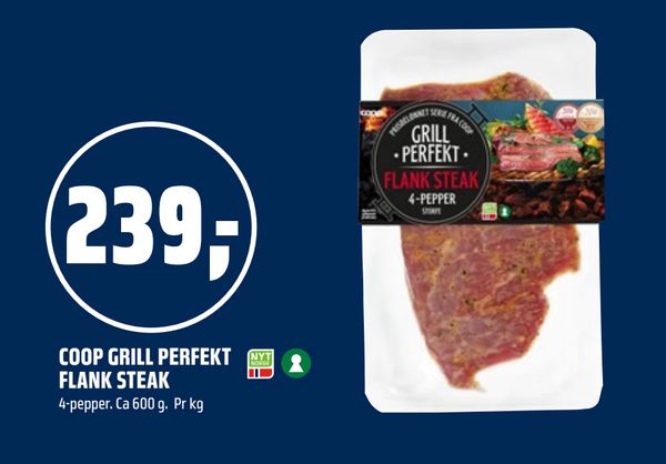 COOP GRILL PERFEKT FLANK STEAK 4-pepper. Ca 600 g. Pr kg