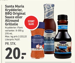 Santa Maria Krydderier, BBQ Original Sauce eller Allround Grillolie