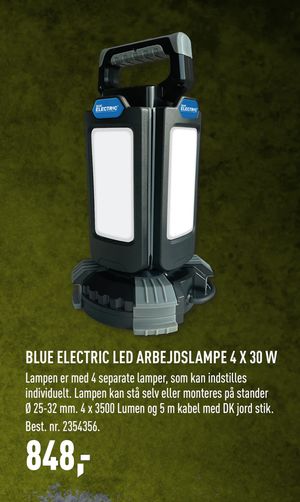 BLUE ELECTRIC LED ARBEJDSLAMPE 4 X 30 W