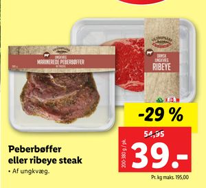 Peberbøffer eller ribeye steak
