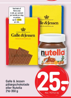Galle & Jessen pålægschokolade eller Nutella 216-350 g