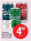 Carlsberg pilsner, Nordic 0.0% eller 1883 33 cl. Ex. pant