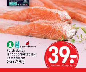 Fersk dansk landopdrættet laks Laksefileter 2 stk./225 g