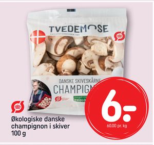 Økologiske danske champignon i skiver 100 g