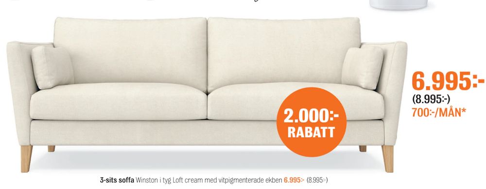 Erbjudanden på 3-sits soffa från Mio för 6 995 kr