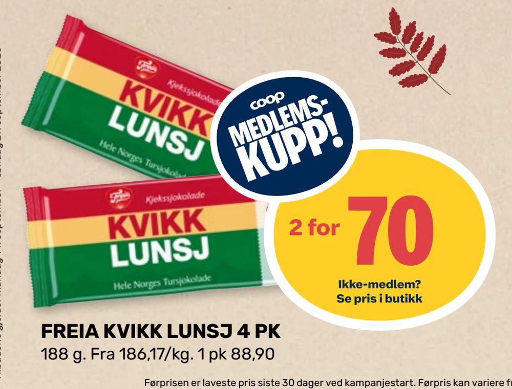 Freia Kvikk Lunsj 4 Pk