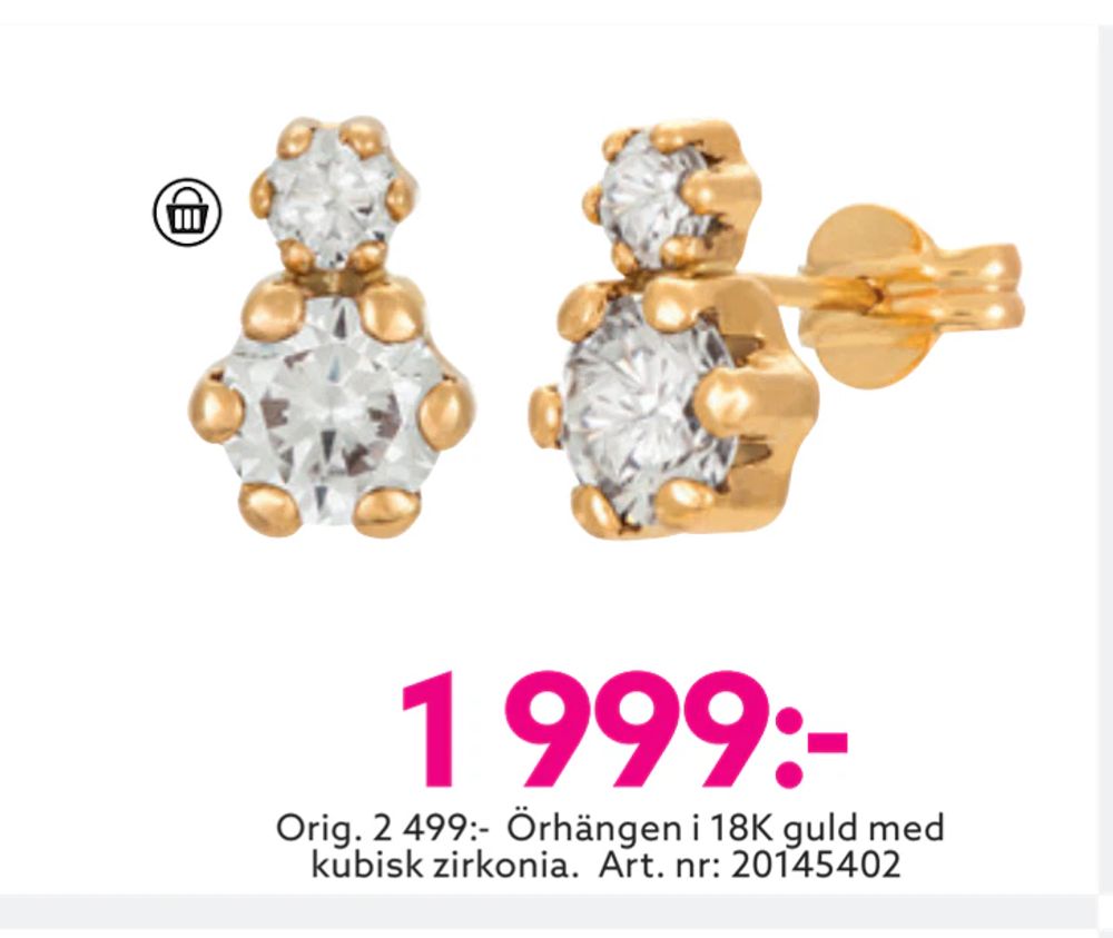 Erbjudanden på Orig. 2 499:- Örhängen i 18K guld med kubisk zirkonia från Albrekts guld för 1 999 kr