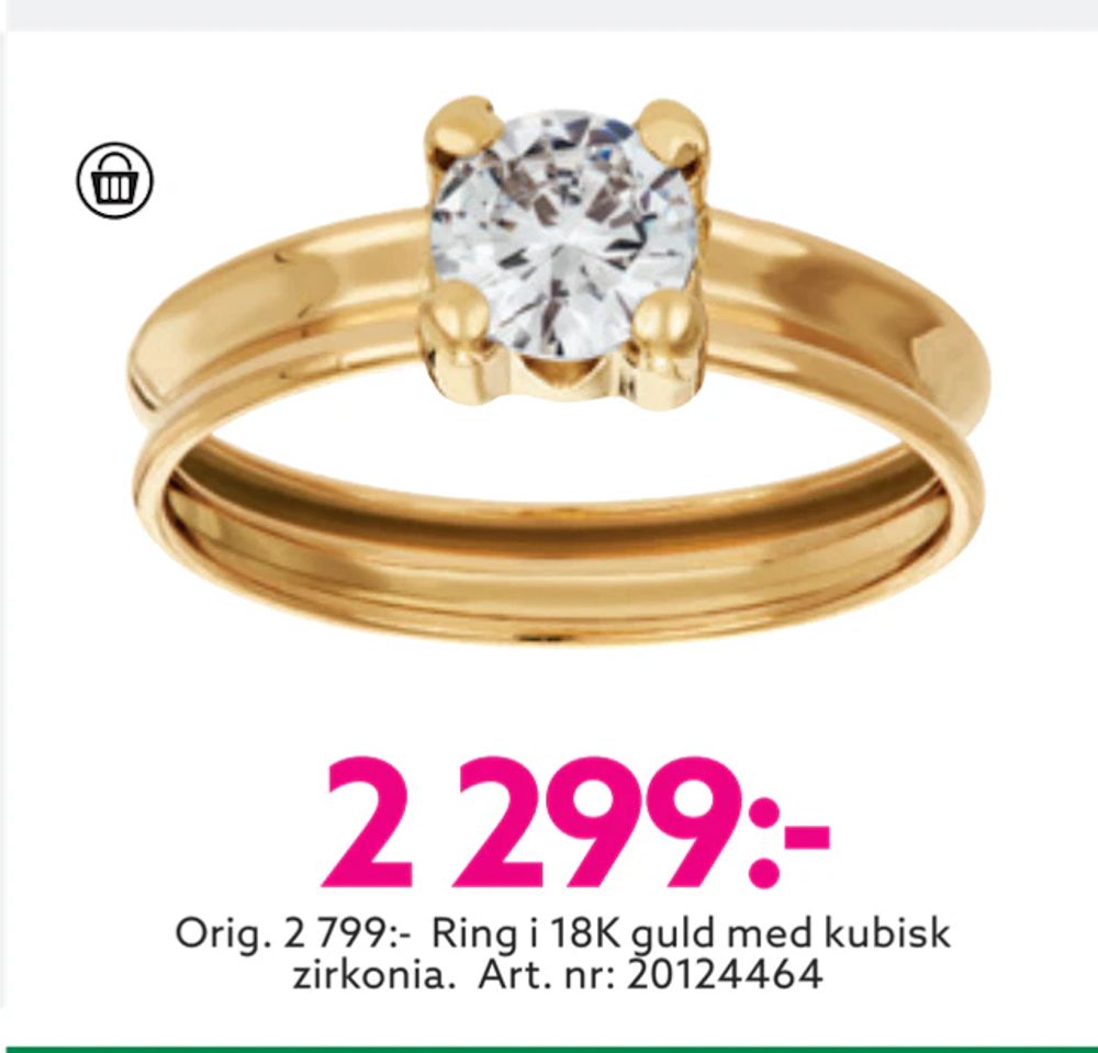 Erbjudanden på Orig. 2 799:- Ring i 18K guld med kubisk zirkonia från Albrekts guld för 2 299 kr