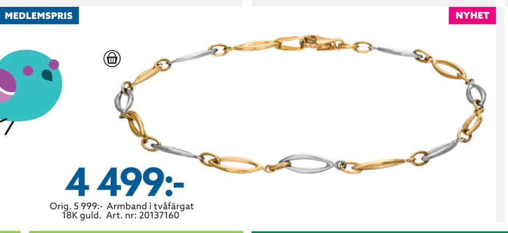Erbjudanden på Armband i tvåfärgat 18K guld från Albrekts guld för 4 499 kr