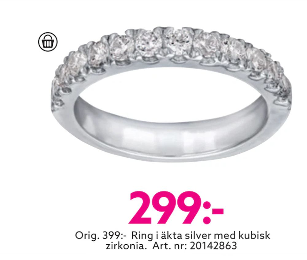 Erbjudanden på Ring i äkta silver med kubisk zirkonia från Albrekts guld för 299 kr