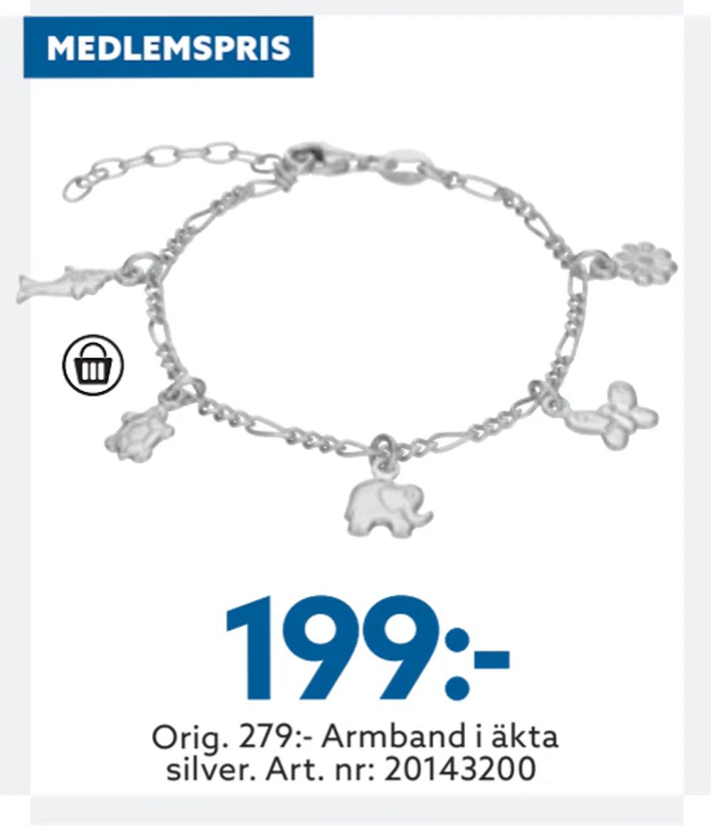 Erbjudanden på Orig. 279:- Armband i äkta silver. Art. nr: 20143200 från Albrekts guld för 199 kr