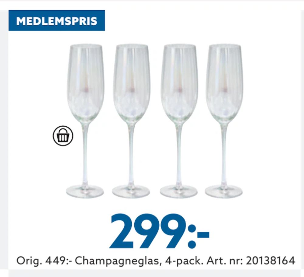 Erbjudanden på Champagneglas, 4-pack från Albrekts guld för 299 kr